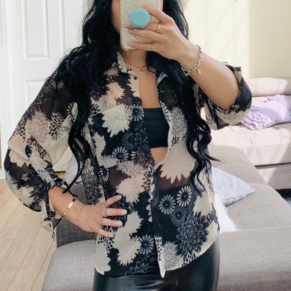 💘 H&M FLORAL CHIFFON BLOUSE - Picture 1 of 5